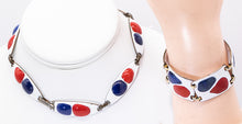 Load image into Gallery viewer, Signed Vintage Kaye Dennings Enamel Parure Bracelet and Necklace Set  - JD11256