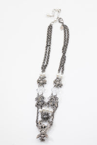 Vintage Kirks Folly Silver Toned Crystal Pearl Necklace - JD11283