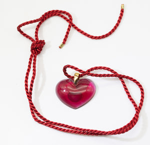 Lalique Red Crystal Heart Necklace - JD11296