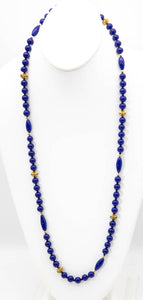 Vintage Long Blue Glass Bead Necklace  - JD11111