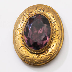 Vintage Victorian Amethyst Glass Pin - JD11136