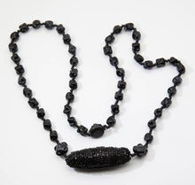 Load image into Gallery viewer, Vintage Signed Miriam Haskell Black Glass and Jet Necklace - JD11114