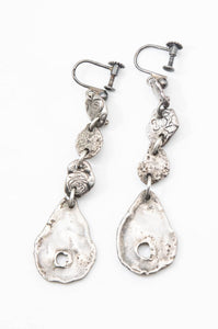 Vintage Silver Tone Dangle Earrings - JD11085