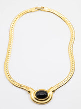Load image into Gallery viewer, Vintage Napier Faux Gold and Black Stone Necklace - JD11132