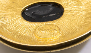 Vintage Napier Faux Gold and Black Stone Necklace - JD11132