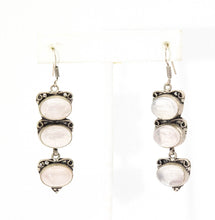 Load image into Gallery viewer, Vintage Sterling Silver Triple Moonstone Earrings - JD11093
