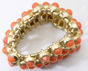 Vintage Stretch Bracelet with Salmon Colored Stones  - JD11259