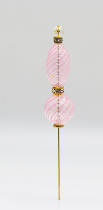 Deco Handblown Pink Swirl Glass Jabot- JD11317