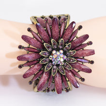 Load image into Gallery viewer, Signed SDLZ Huge Purple Flower Bracelet - JD11167
