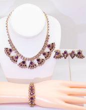 Load image into Gallery viewer, Vintage 1950s Rhinestone Lavender and Purple Stoned Parure - JD11153