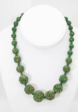 Load image into Gallery viewer, Vintage Layered Green and Gold Ball Graduated Necklace - JD11113