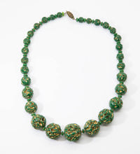 Load image into Gallery viewer, Vintage Layered Green and Gold Ball Graduated Necklace - JD11113