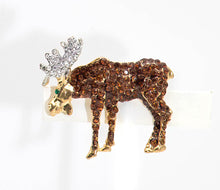 Load image into Gallery viewer, Vintage Gold Tone Crystal Moose Brooch  - JD11060