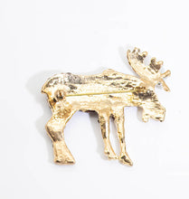 Load image into Gallery viewer, Vintage Gold Tone Crystal Moose Brooch  - JD11060