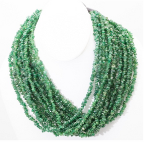 Vintage Gurda Lyngard 15 Rows of Emerald with Classic Hook and Eye Black Ebony Closure - JD11312