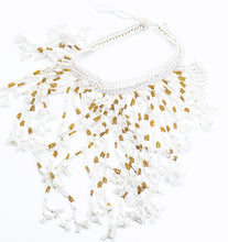 Load image into Gallery viewer, Small Handmade White &amp; Crystal Bib Necklace  - JD11162