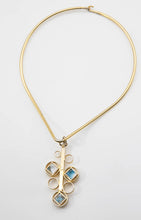 Load image into Gallery viewer, Vintage Sterling Silver Gold Wash and Turquoise Drop Necklace  - JD11062