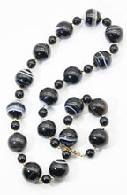 Load image into Gallery viewer, Victorian Black Banded Agate Necklace  - JD11161