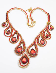 Vintage 50s Cherry Red Rhinestone Necklace - JD11123