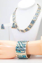 Load image into Gallery viewer, Vintage Mexican Sterling Silver Turquoise Bracelet, Necklace &amp; Earrings Set  - JD11077