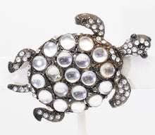 Load image into Gallery viewer, Vintage Deco Sparkling Faux Moonstone Turtle - JD11228