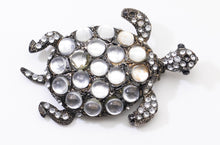 Load image into Gallery viewer, Vintage Deco Sparkling Faux Moonstone Turtle - JD11228