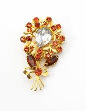 Load image into Gallery viewer, Vintage Floral Brooch with Pear Clear Shaped Rhinestone - JD11109
