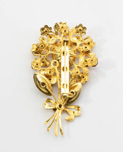 Load image into Gallery viewer, Vintage Floral Brooch with Pear Clear Shaped Rhinestone - JD11109