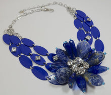 Load image into Gallery viewer, Vintage 80s-90s Signed YSL Robert Goosens Paris Lapis Floral Necklace