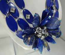 Load image into Gallery viewer, Vintage 80s-90s Signed YSL Robert Goosens Paris Lapis Floral Necklace
