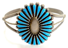 Load image into Gallery viewer, Vintage Zuni American Indian Needlepoint Turquoise Sterling Child&#39;s Bracelet