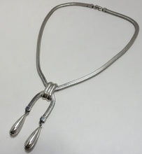 Load image into Gallery viewer, Vintage Retro Silver-Tone Snake Link Tassel Drop Necklace - UN-9743
