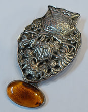 Load image into Gallery viewer, Vintage Signed Amy Kahn Russell Amber &amp; Sterling Silver Brooch/Pendant