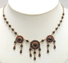 Load image into Gallery viewer, Vintage Art Deco 30s Gold Wash/Sterling Silver Garnet Necklace