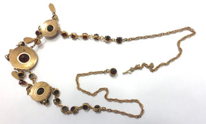 Vintage Art Deco 30s Gold Wash/Sterling Silver Garnet Necklace