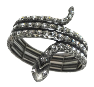 Dramatic Snake-Serpent & Crystal Accent Bracelet