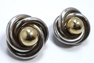 Vintage Sterling Silver & Gold Wash Circular Earrings