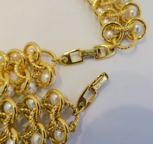 Vintage 1950s Signed Napier Faux Pearl Necklace & Bracelet