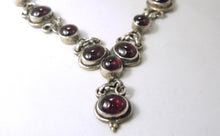 Load image into Gallery viewer, Vintage 1940s Sterling Silver Garnet Necklace &amp; Earring Set