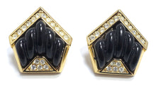Load image into Gallery viewer, Vintage Black &amp; Clear Crystals Earrings