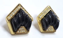 Load image into Gallery viewer, Vintage Black &amp; Clear Crystals Earrings