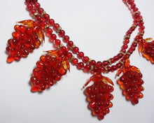 Load image into Gallery viewer, Vintage 1930s Czech Red Glass Grapes Necklace