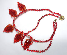 Load image into Gallery viewer, Vintage 1930s Czech Red Glass Grapes Necklace