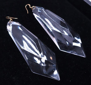Extremely Long Kenneth Lane Clear Lucite 4-7/8” Pierced Earrings - JD10104