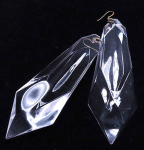 Extremely Long Kenneth Lane Clear Lucite 4-7/8” Pierced Earrings - JD10104