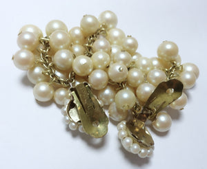Vintage 1950s DeMario Faux Pearl Cluster Earrings