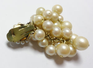 Vintage 1950s DeMario Faux Pearl Cluster Earrings