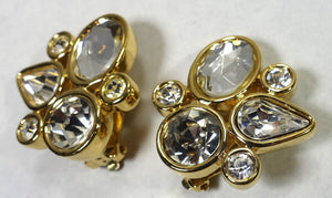 Vintage Signed Givenchy Abstract Crystal Earrings