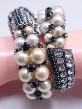 Load image into Gallery viewer, Vintage Magnificent Iradj Moini Faux Pearl &amp; Crystal Wrap Snake Bracelet