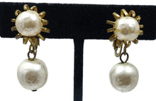 Load image into Gallery viewer, Vintage Signed Miriam Haskell Faux Pearl Drop Earrings
